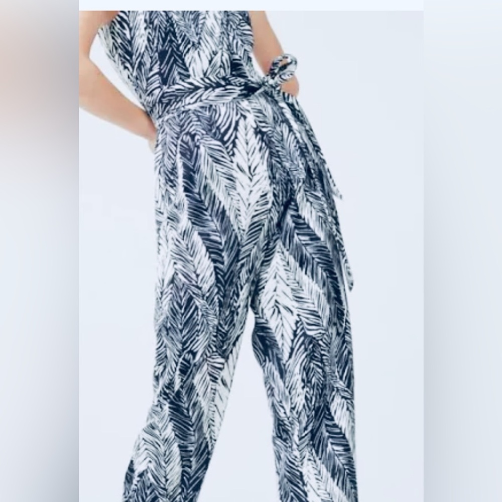 Club Monaco dark navy and white animal print jumpsuit- stunning!